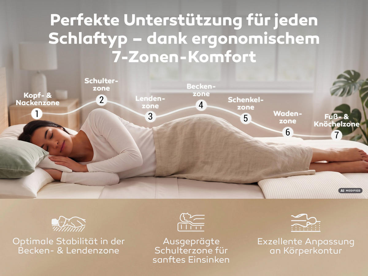KALTSCHAUMMATRATZE Mammut, ideal für Seitenschläfer, Größe: 200x200, Härtegrad: H5 - Weiß, Textil (200/200cm) - Betten-ABC