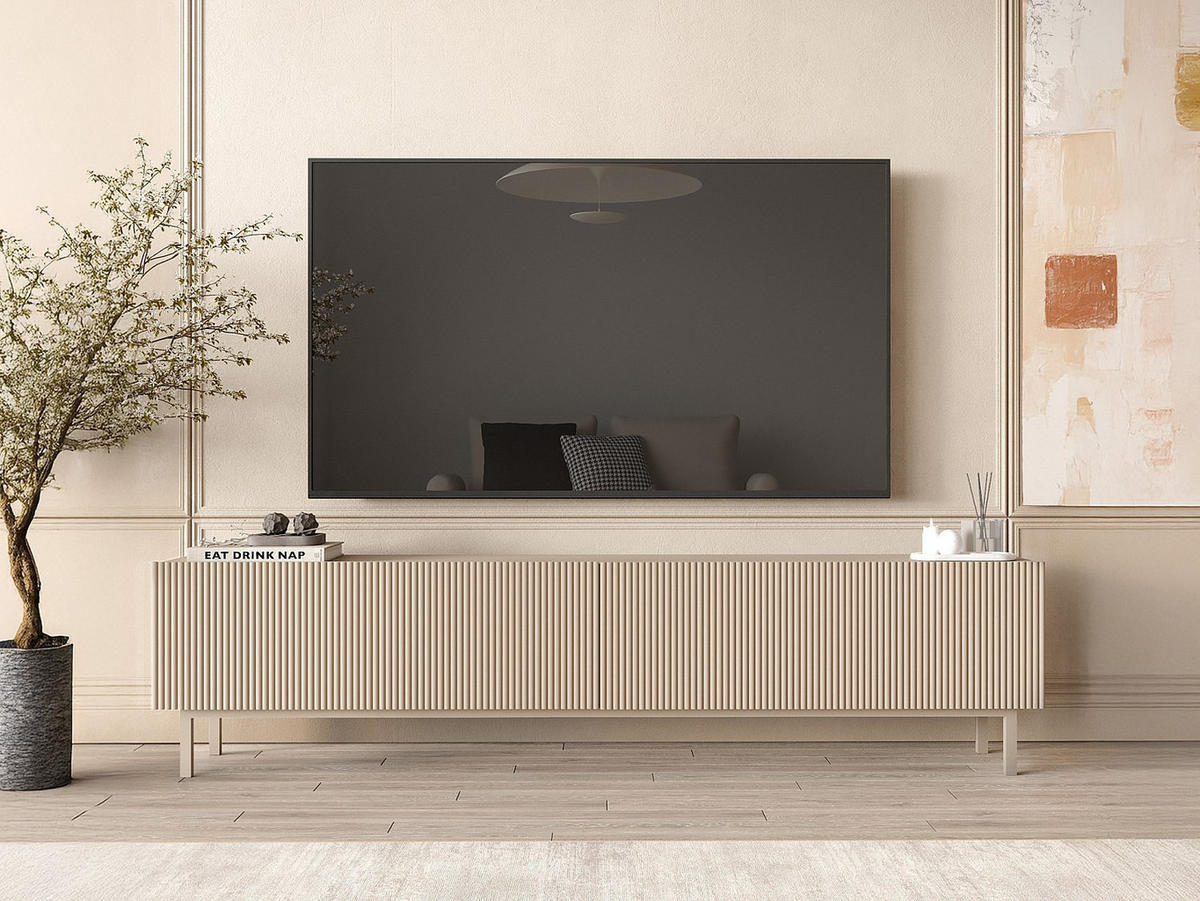 TV-BOARD - 180 cm x 31.6 cm - holz - beige Zumeya - Beige, Holz (180/43.5/31.6cm) - Vente-Unique
