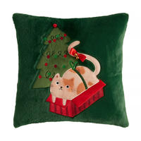 KISSENBEZUG Catpack, 45x45cm, Grün, Weihnachten Kissenhülle, Weihnachtsdeko, Christmas, Weihnachtsmotiv Sofakissen Dekokissenbezuge - Grün, Kunststoff (45/45cm) - home&you