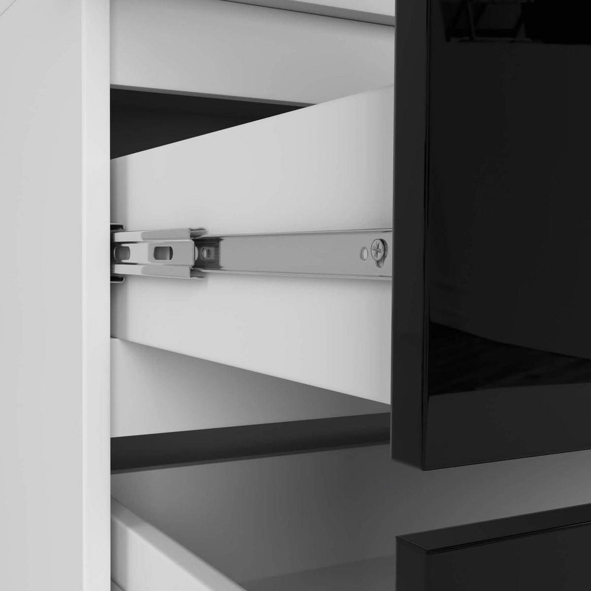 KLEIDERSCHRANK Weiß, Schwarz Glanz 180/90/51 - Weiß, Holzwerkstoff (90/180/51cm) - RAUMHIRSCH FURNITURE