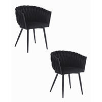 ESSZIMMERSTUHL 2-er Set MAYAN schwarzer Sitz - Schwarz, Textil (61/79/55cm) - Valora