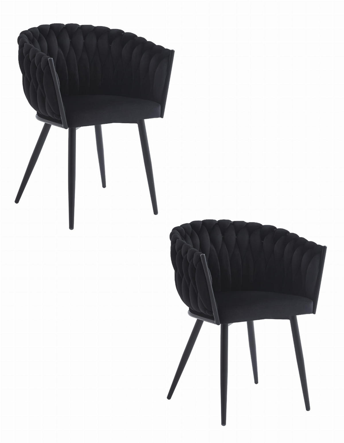 ESSZIMMERSTUHL 2-er Set MAYAN schwarzer Sitz - Schwarz, Textil (61/79/55cm) - Valora