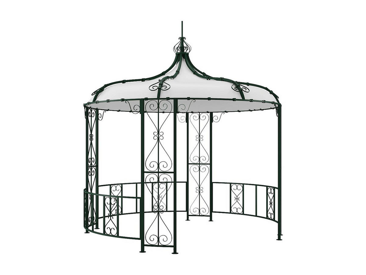 GARTENPAVILLON - Metall in Schmiedeeisen-Optik - 300 x 305 cm - Grün - TILCARA - Grün, Metall (300/198/300cm) - Vente-Unique