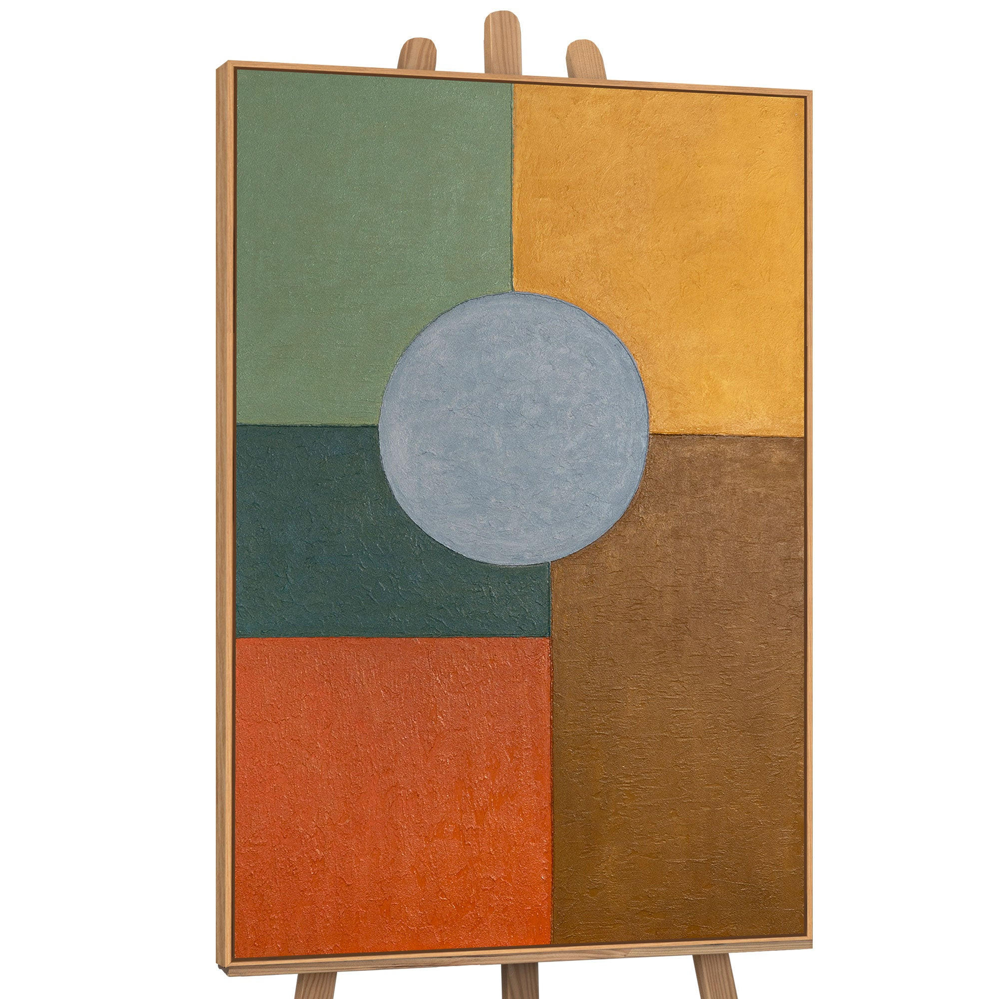 GEMÄLDE Warme Geometrie Schattenfugenrahmen Eichefarben 120x80 cm - Eichefarben, Holz (120/80cm) - YS-art gallery