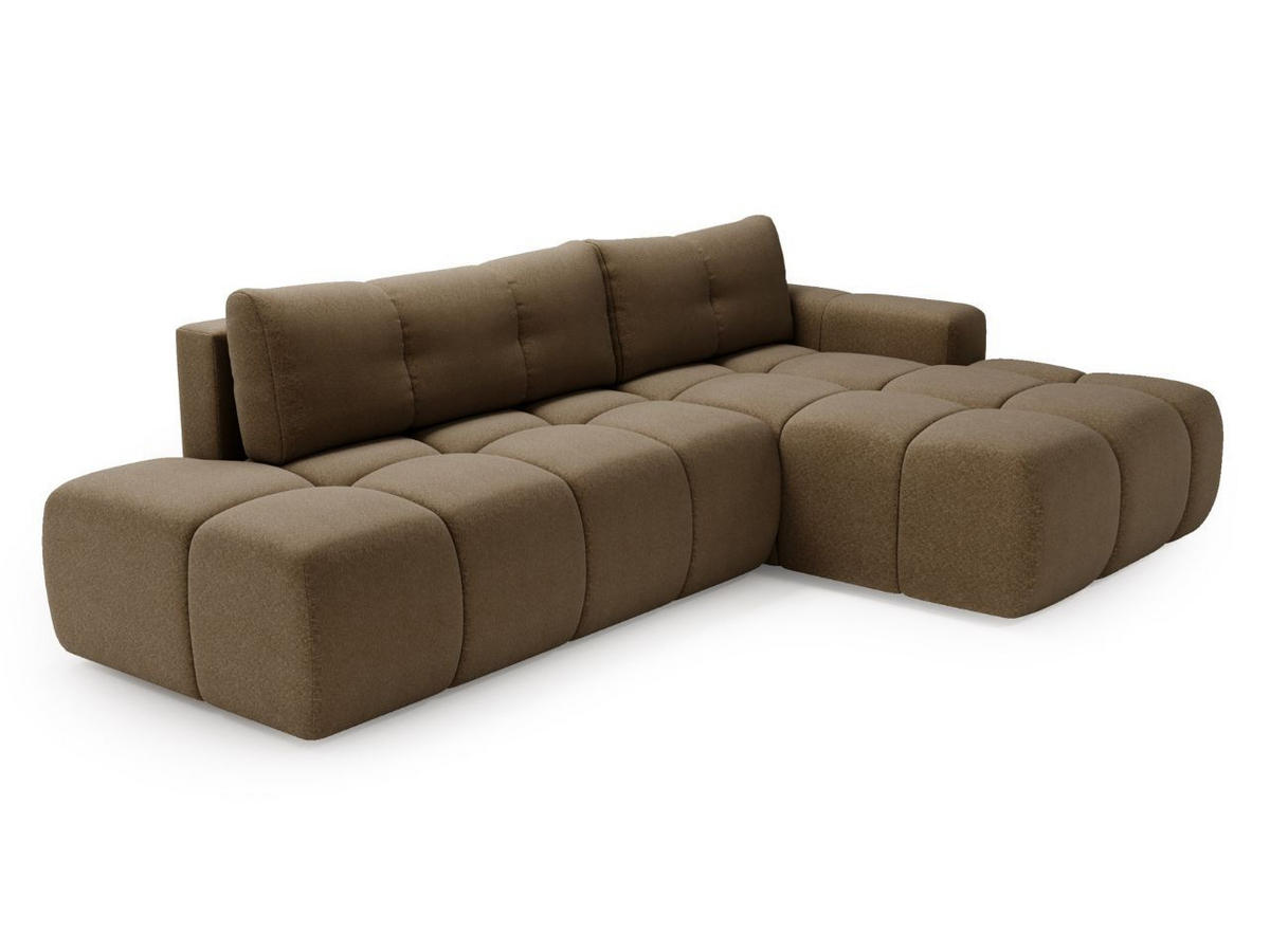 ECKSOFA Montero Bouclé-Stoff Braun Rechts - Braun, Holz/Textil (280/177cm) - Graingold