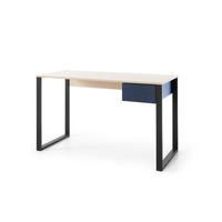 SCHREIBTISCH Sinus in Beige, Eiche & Marineblau - Braun, Holzwerkstoff (120/80/200cm)