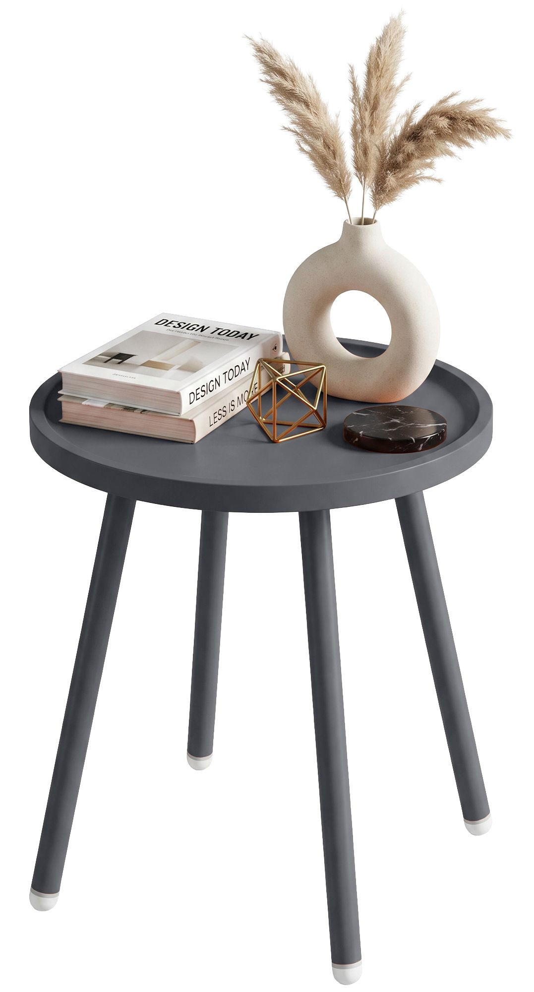 BEISTELLTISCH rund 40 cm Kunststoff Anthrazit - Anthrazit, Kunststoff/Metall (40/40/45cm) - CLP