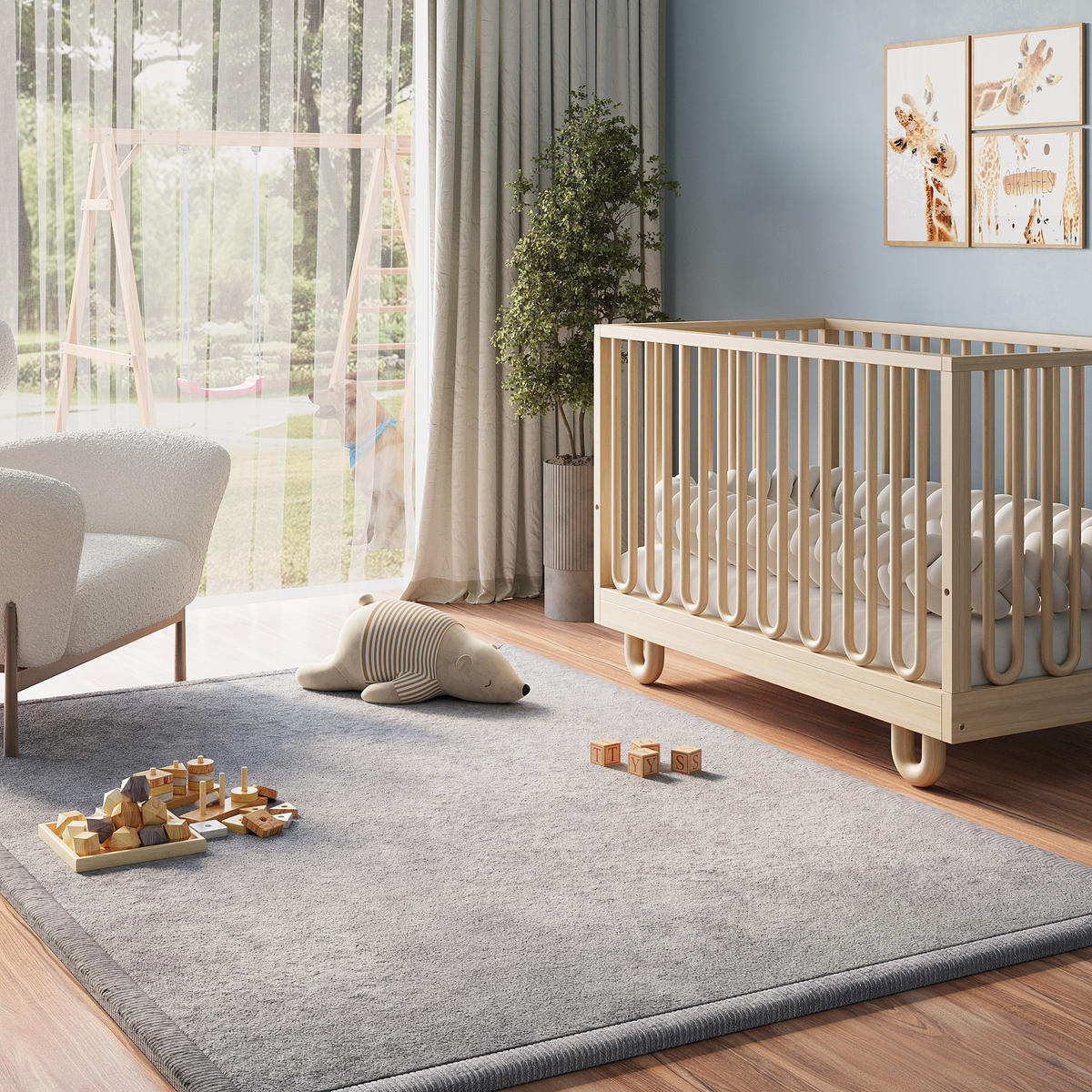 KINDERTEPPICH FLUFFIN dunkelgrau kuschelig waschbar 150/200 cm - Dunkelgrau, Textil (150/200cm) - Tapiso