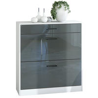 SCHUHSCHRANK Elvas Front in Grau Hochglanz - Grau, Holzwerkstoff (89/95.5/27cm) - Vladon