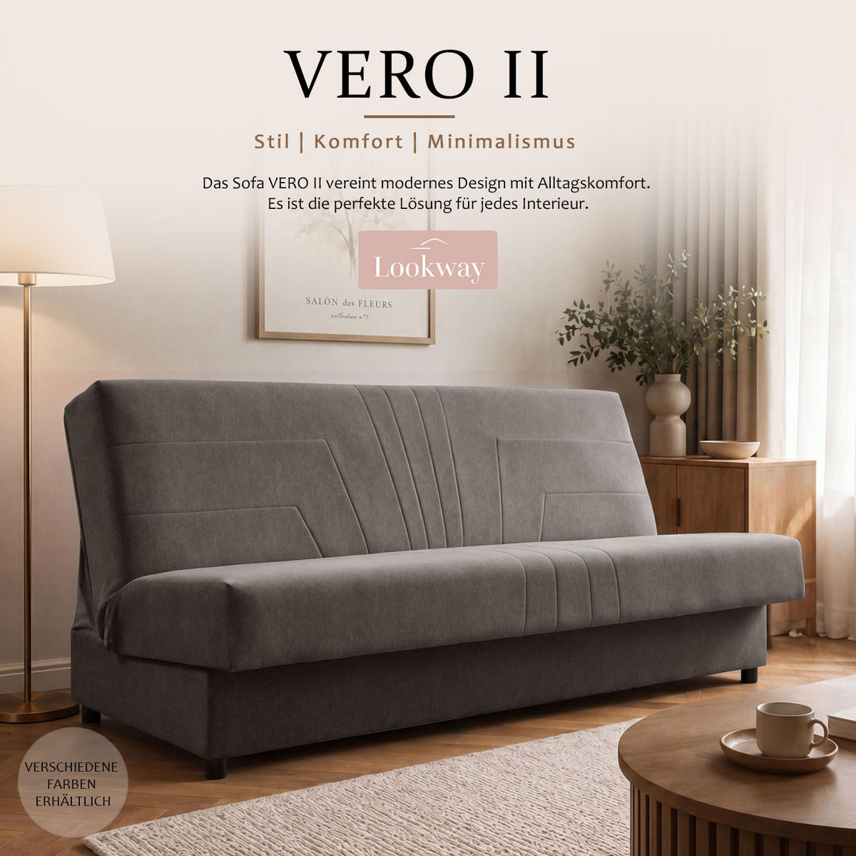 SCHLAFSOFA VERO II mit Schlaffunktion Castel 20 - Grau, Textil (191/88/90cm) - Lookway