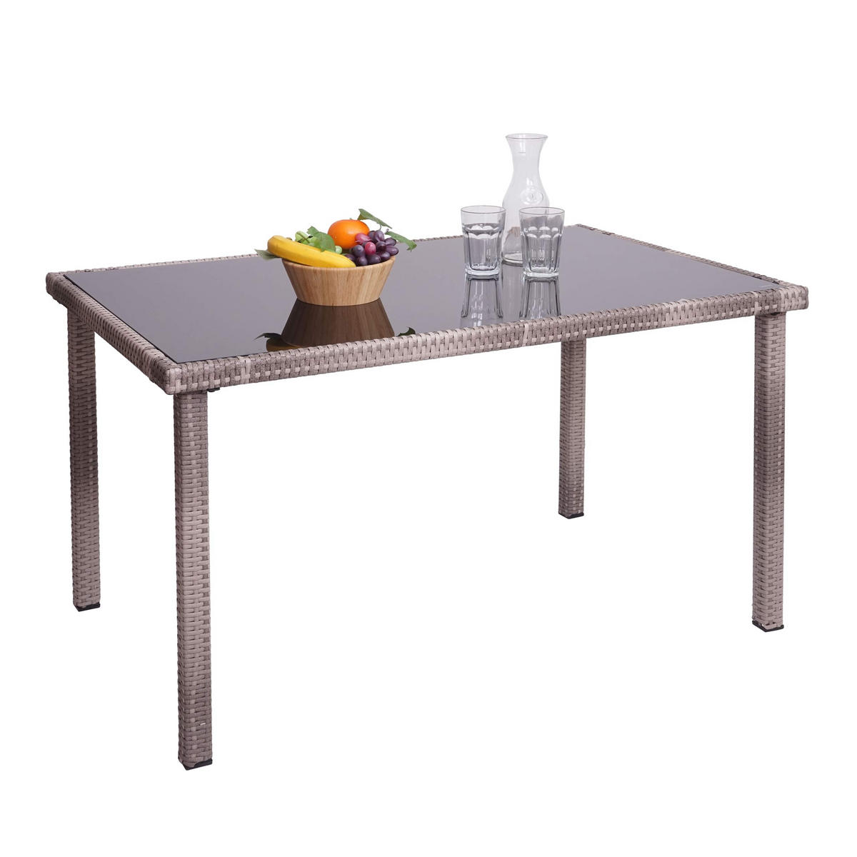 POLY-RATTAN TISCH rechteck Grau, Braun - Braun/Grau, Kunststoff (75/120/71cm) - MCW