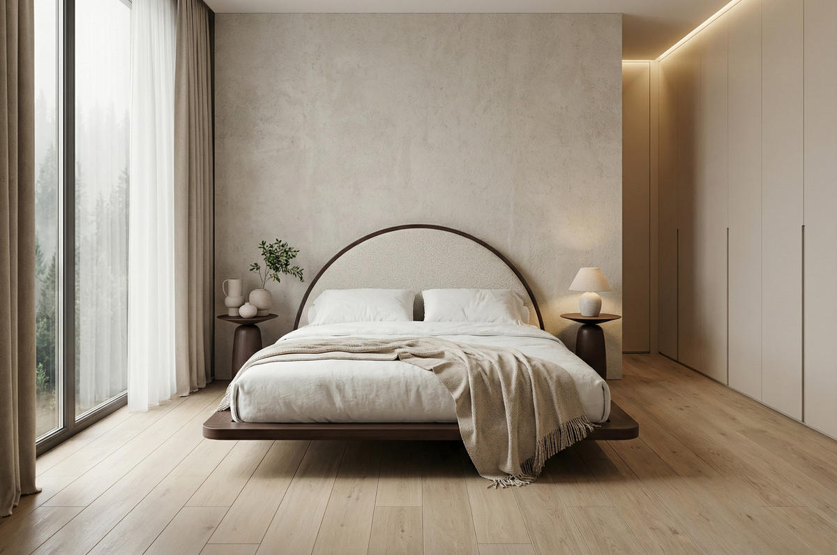 MASSIVHOLZBETT Momoko 180/200, schwebende Optik, Buche - lackiert, Palisanderfarbe - Wengefarben, Holz/Buchenholz (180/200cm) - Visby