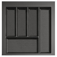 BESTECKEINSATZ kürzbar, Breite 39-45cm, Schublade 50cm, Tiefe 42-49cm - Anthrazit, Kunststoff (45/5.5/49cm)