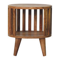 NACHTTISCH ARIELLA MIT EINFACHER REGAL - Beige/Messingfarben, Holz/Metall (36/40/26cm) - Artisan Furniture