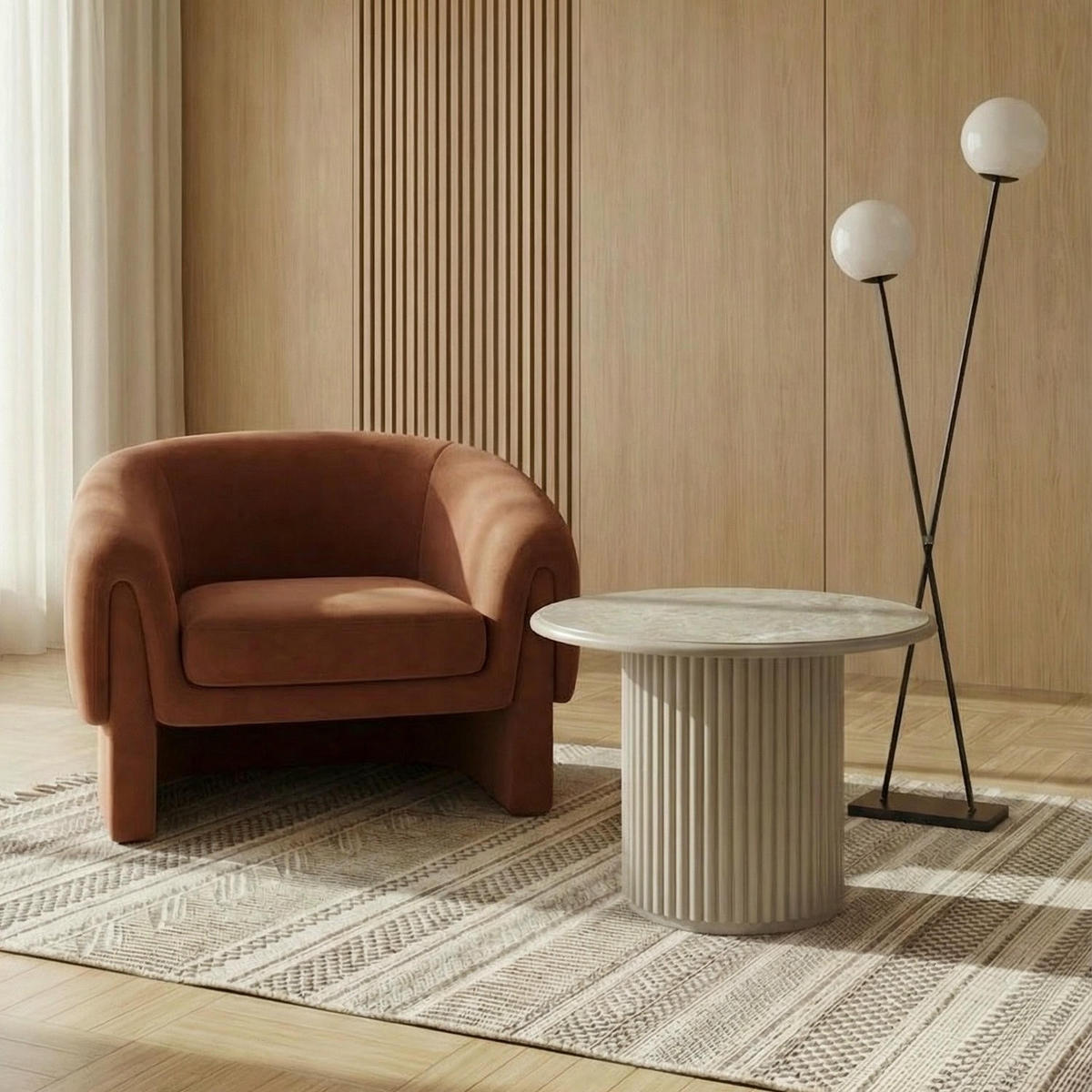 COUCHTISCH rund Grau 60/60/45 cm - Taupe/Graubraun, Holz/Holzwerkstoff (60/60/45cm) - Furnhouse