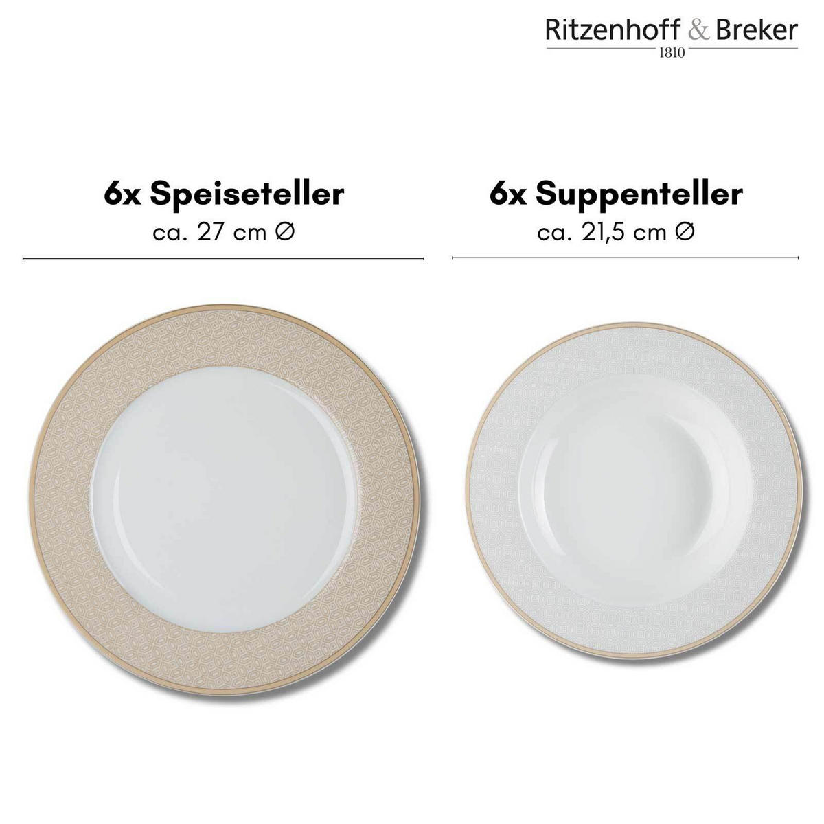 KOMBISERVICE Geo beige 30er Set - Beige, Keramik (1/1/1cm) - Ritzenhoff Breker