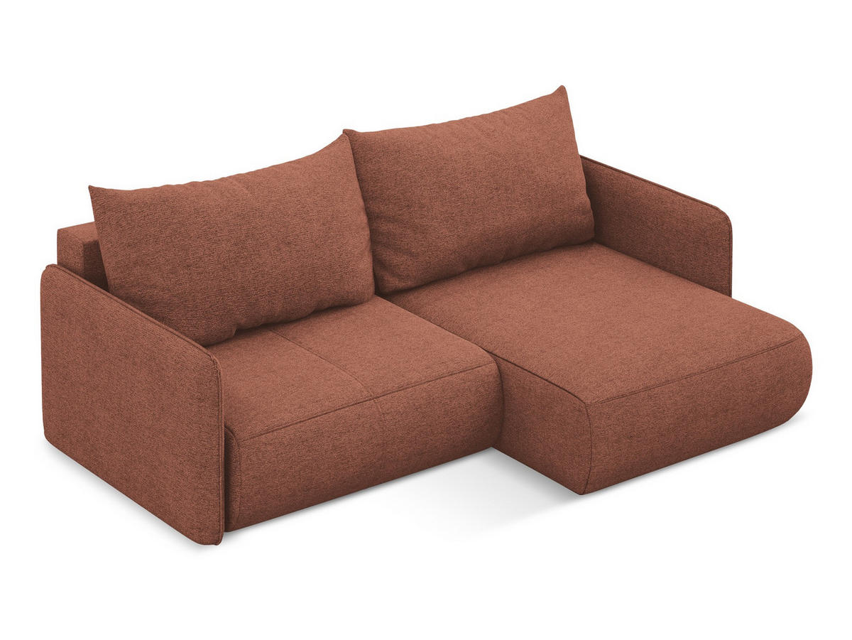 ECKSOFA mit Schlaffunktion Chenille Stoff Pink - Pink/Hellrosa, Kunststoff/Textil (207/148cm) - Makamii