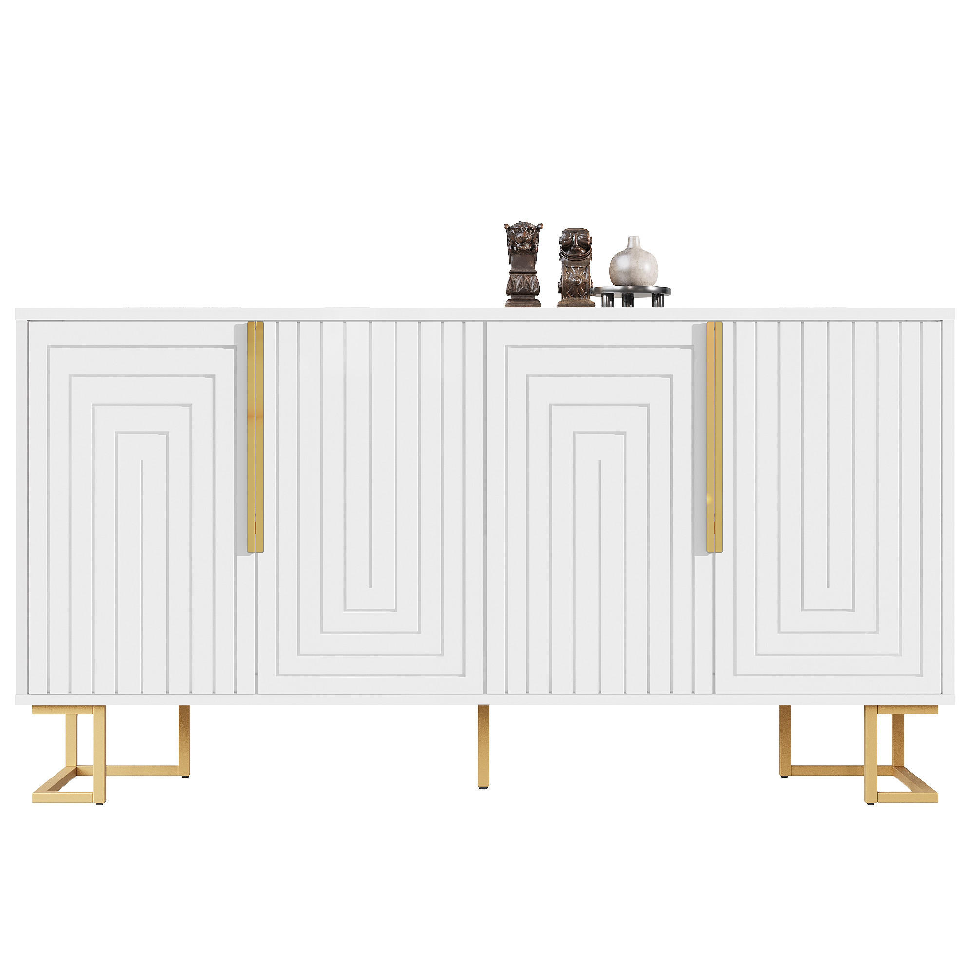 SIDEBOARD 152/40/75 cm mit 2 Türen, 4 Fächern und Kippschutz, MDF, Weiß - Weiß, Holzwerkstoff (152/75/40cm) - Redom