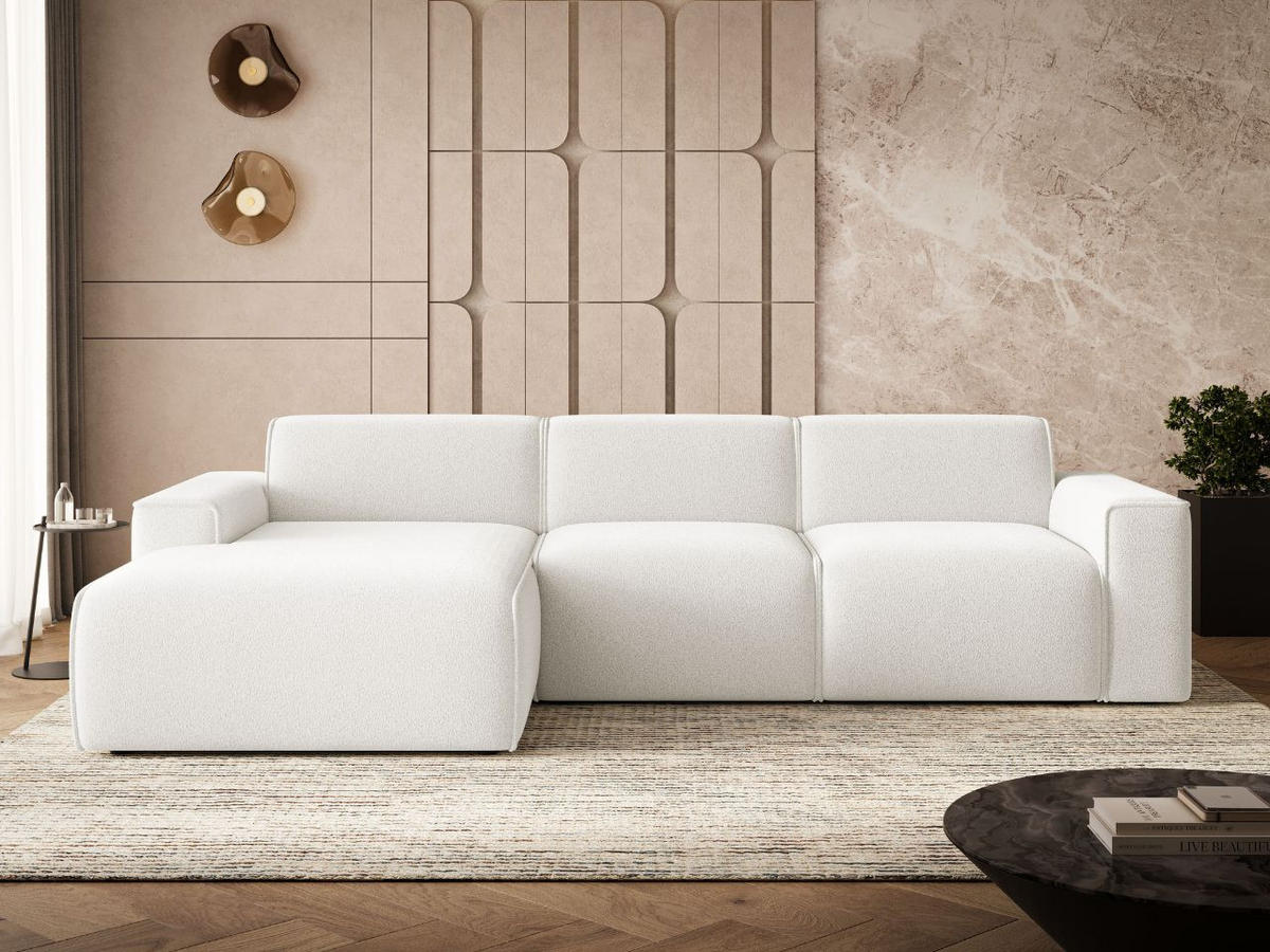 ECKSOFA Lavia Weiß Links - Schwarz/Weiß, Holz/Kunststoff (310/165cm) - Graingold