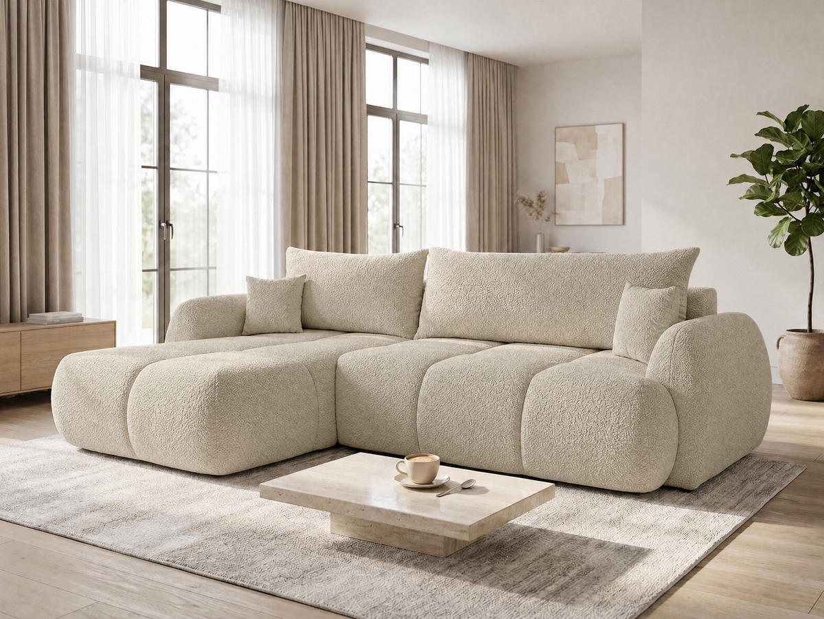 ECKSOFA Loria, Seite: Links - Beige/Schwarz, Holz/Kunststoff (273/183cm) - Sofnet
