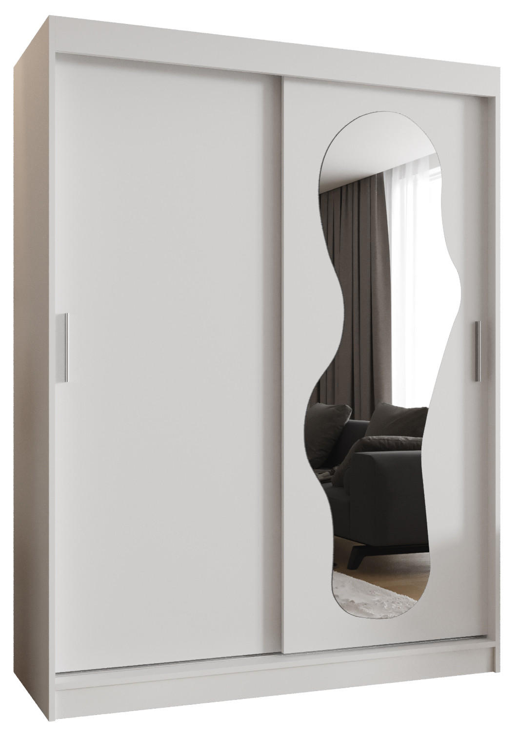 SCHWEBETÜRENSCHRANK 200/150/62 2-türig - Silberfarben/Weiß, Holz (150/200/62cm) - MÖBEL KRYSPOL