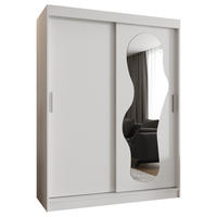 SCHWEBETÜRENSCHRANK 200/150/62 2-türig - Silberfarben/Weiß, Holz (150/200/62cm) - MÖBEL KRYSPOL