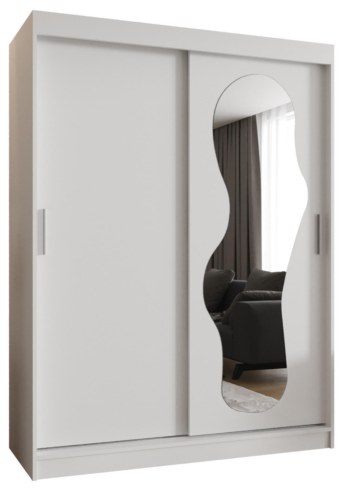 SCHWEBETÜRENSCHRANK 200/150/62 2-türig - Silberfarben/Weiß, Holz (150/200/62cm) - MÖBEL KRYSPOL