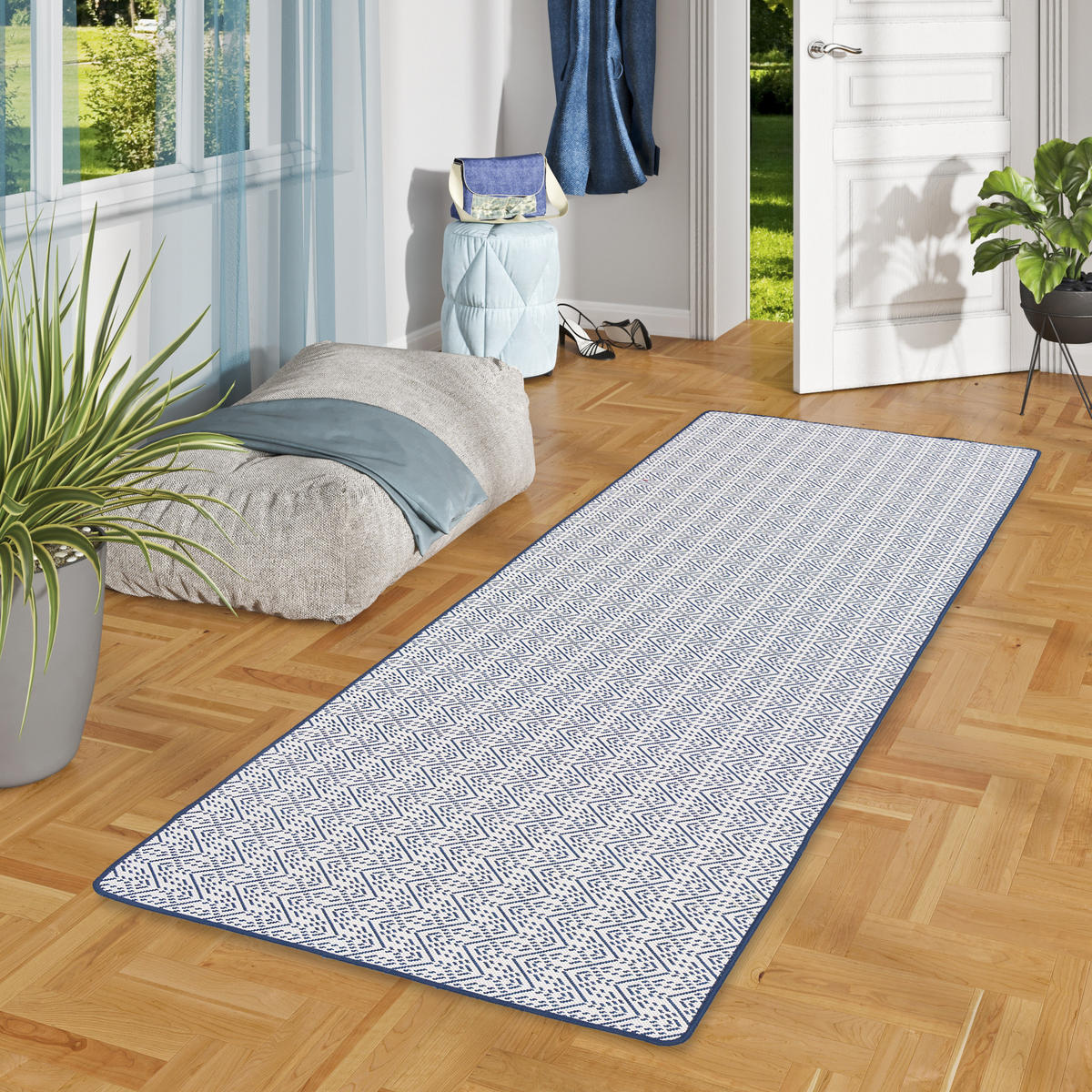 IN- UND OUTDOOR TEPPICH LÄUFER BEIDSEITIG CAPE COD - Dunkelblau, Textil (80/200cm) - Snapstyle