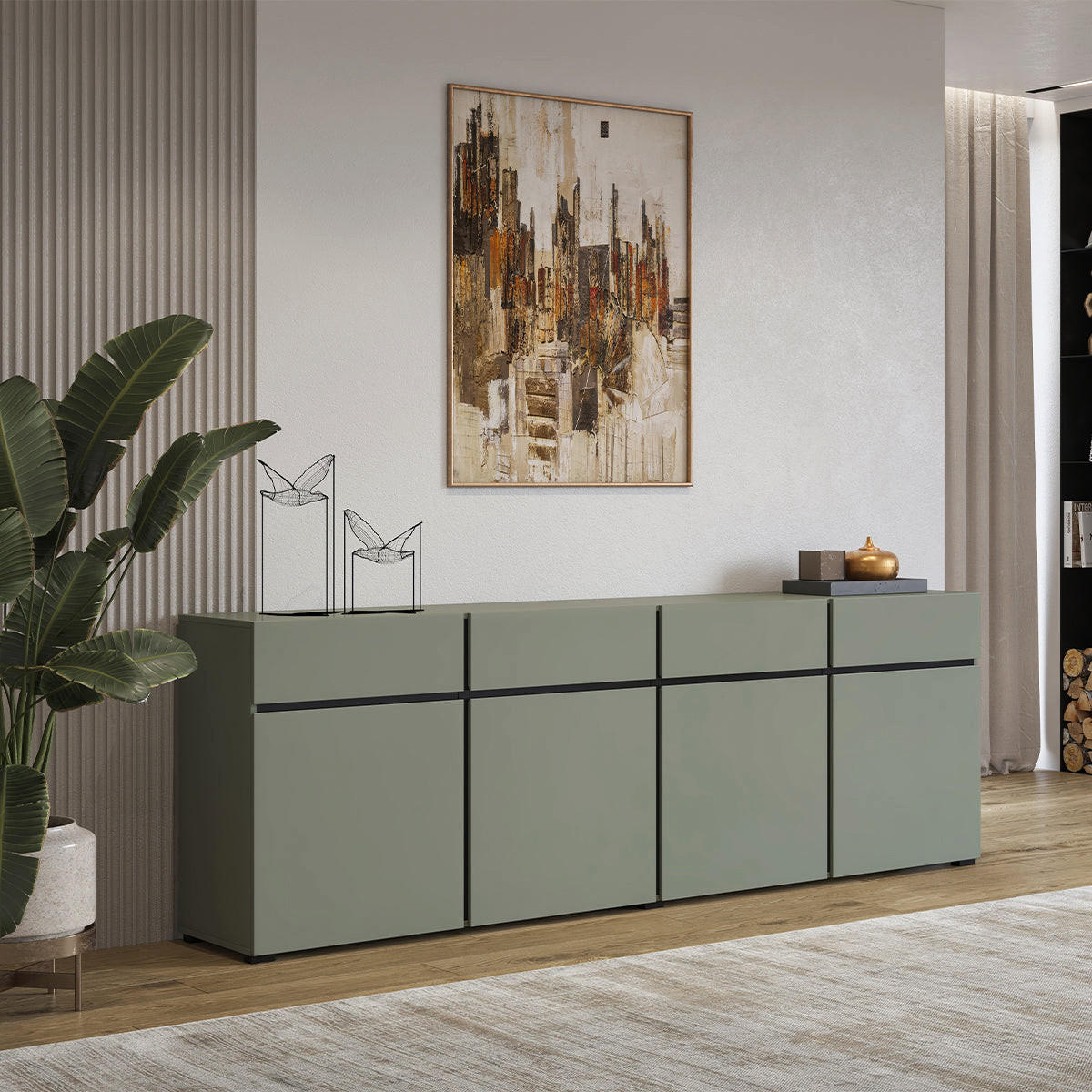 KOMODA Lilia Zelena - zelena, leseni material (225/78.5/40cm) - Petits-meubles