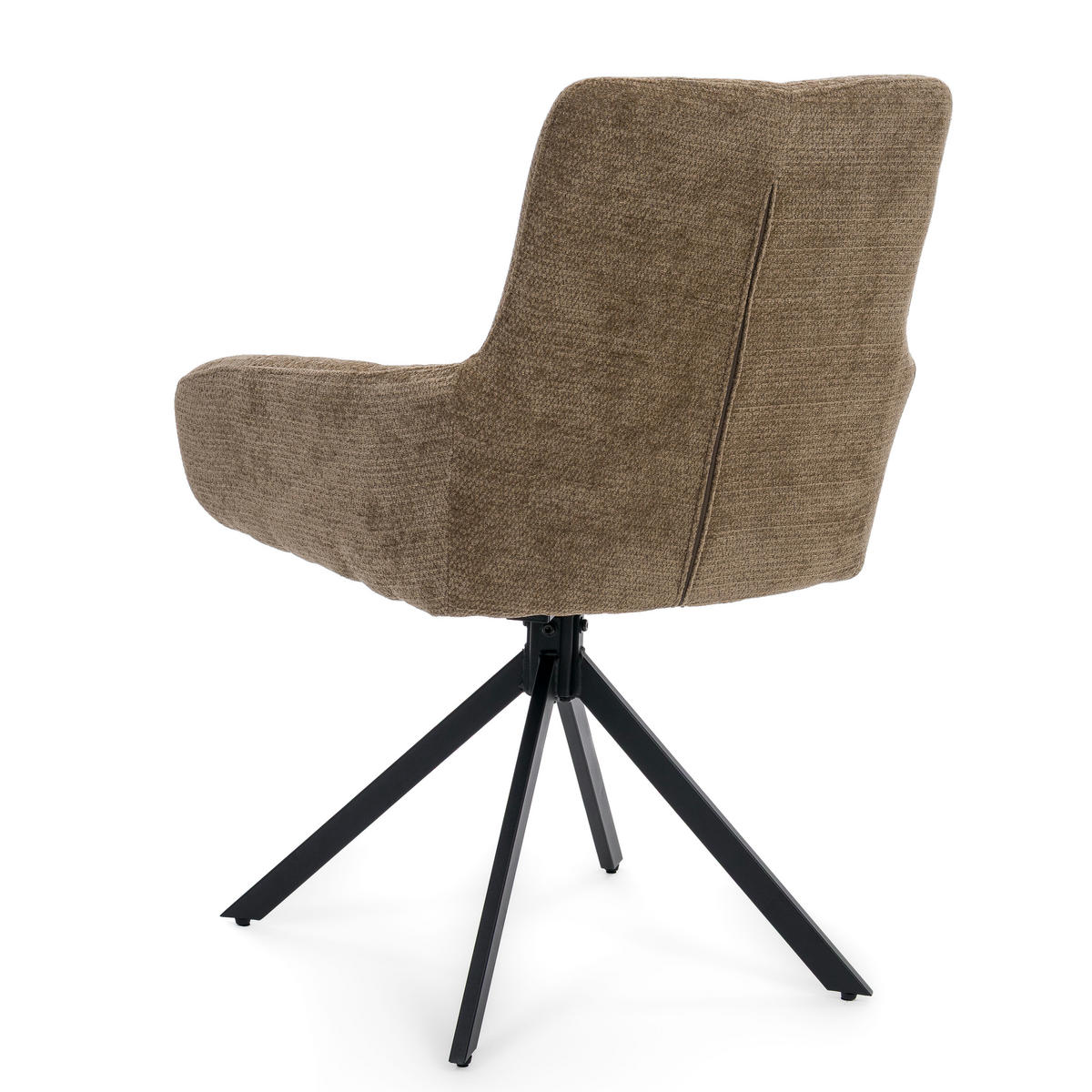 STUHL LUINO drehbar gepolsterter mit Steppung - braun - Chenille - Schwarz/Braun, Textil/Metall (58/87/60cm) - NEW HOME