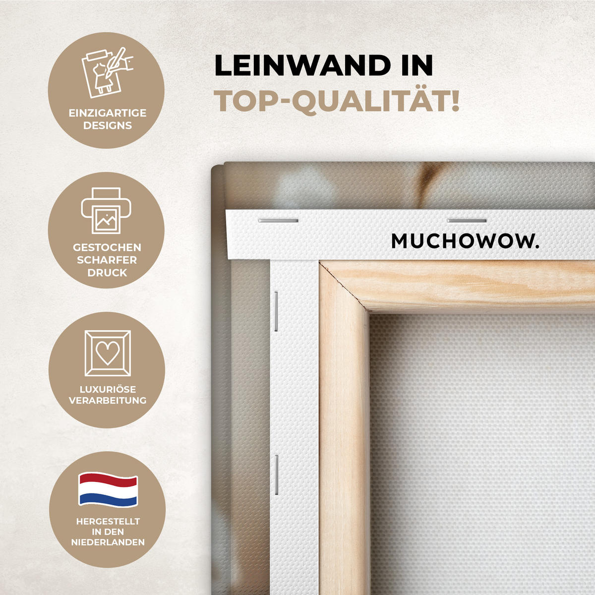 LEINWANDBILD Blumen - Winter - Weiß - Schnee - Beige 50x50 cm - Creme, Textil (50/50cm) - MuchoWow