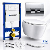 WC-SET ROLO Weiß, Slim-Sitz, Vorwandelement und Betätigungsplatte Delta25 rechteckig Chrom - Weiß, Keramik (50/112/48.5cm) - bad land