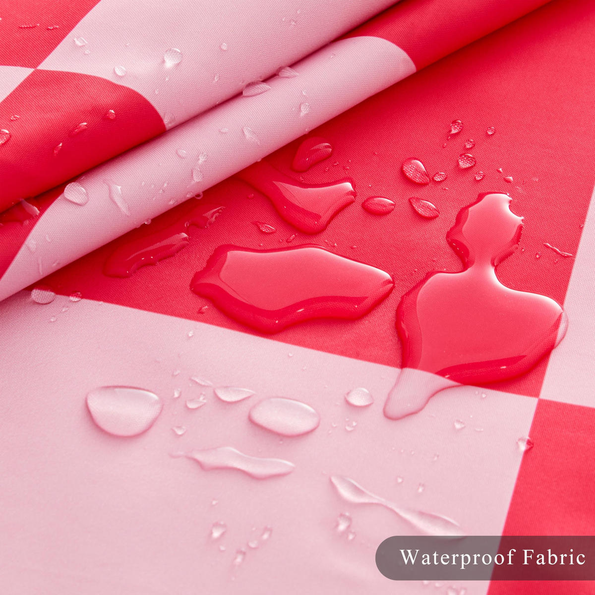 DUSCHVORHANG Rosa Rot Schachbrettmuster kariert 180 x 180 cm waschbar Retro Badezimmer - Rot, Textil (180/180cm) - MCBOSON