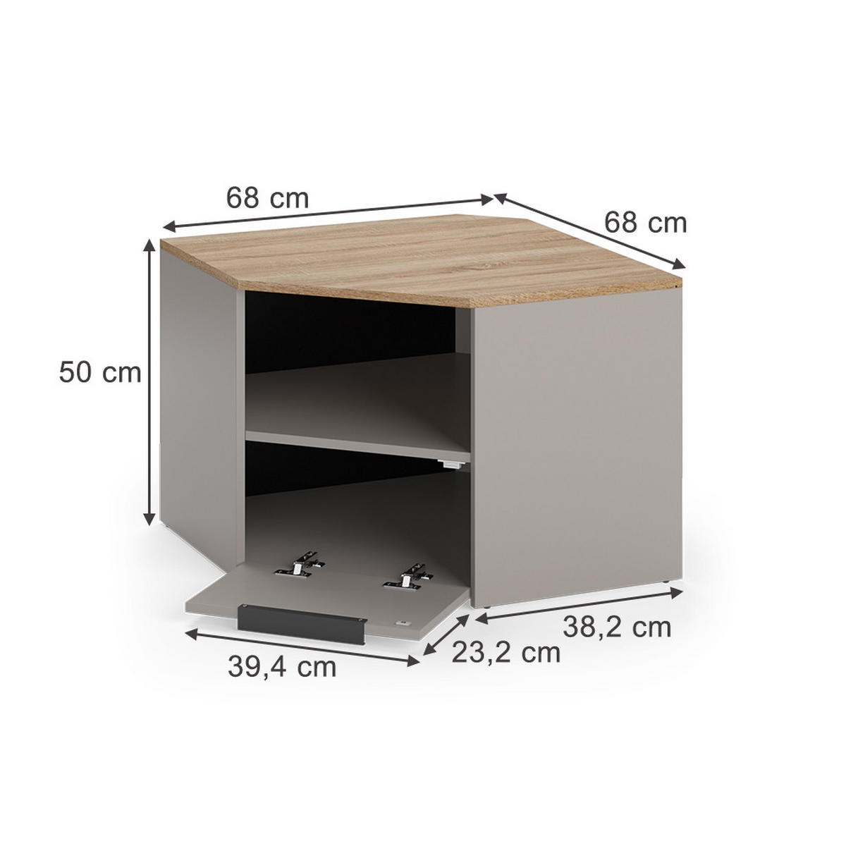 NÍZKÝ NÁBYTEK POD TELEVIZI Wido Greige - šedobéžová, kompozitní dřevo (68/50/68cm) - Vicco