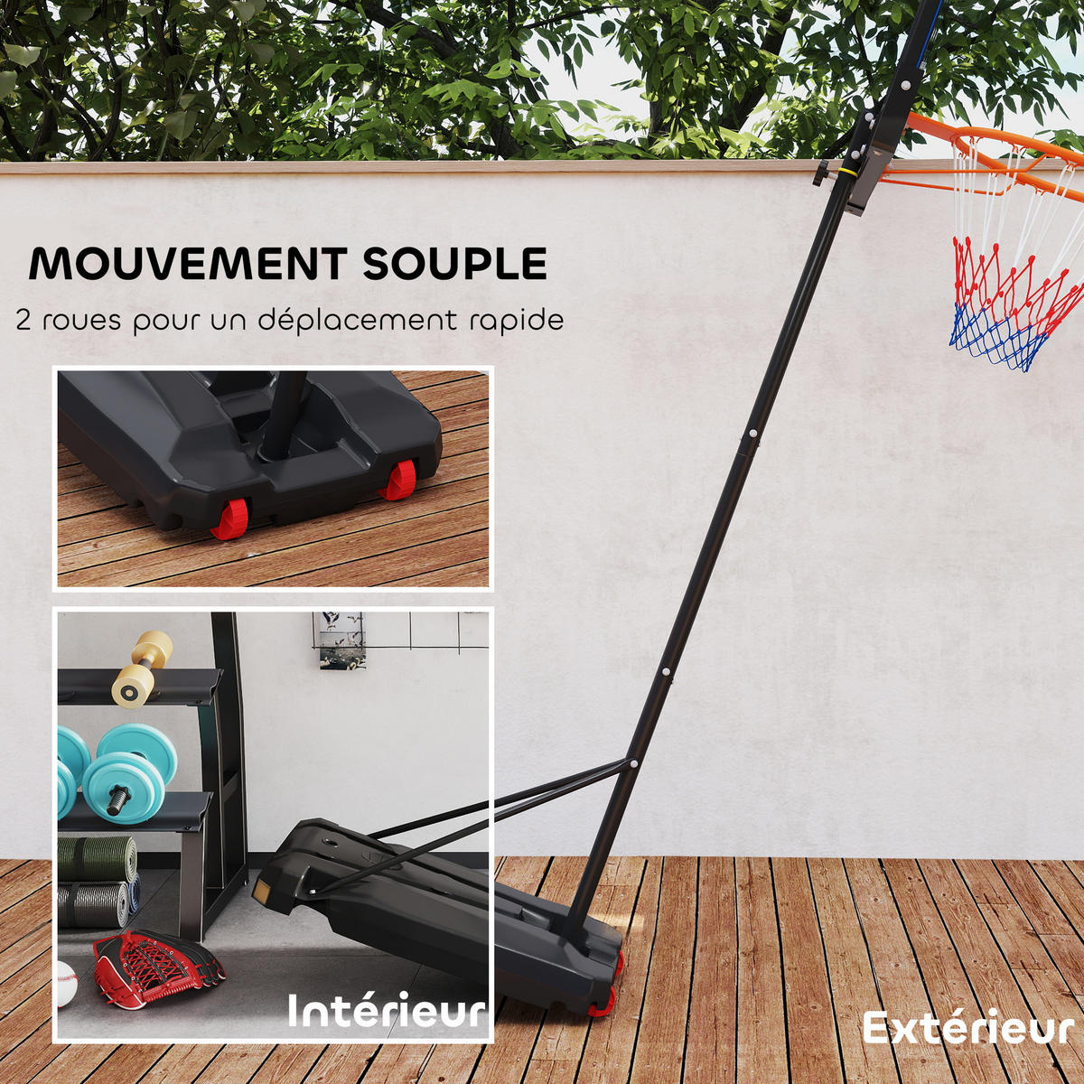 BASKETBALLKORB DE-18521 höhenverstellbar 210-260 cm Blau - Blau, Kunststoff (53/82cm) - ComfortXL