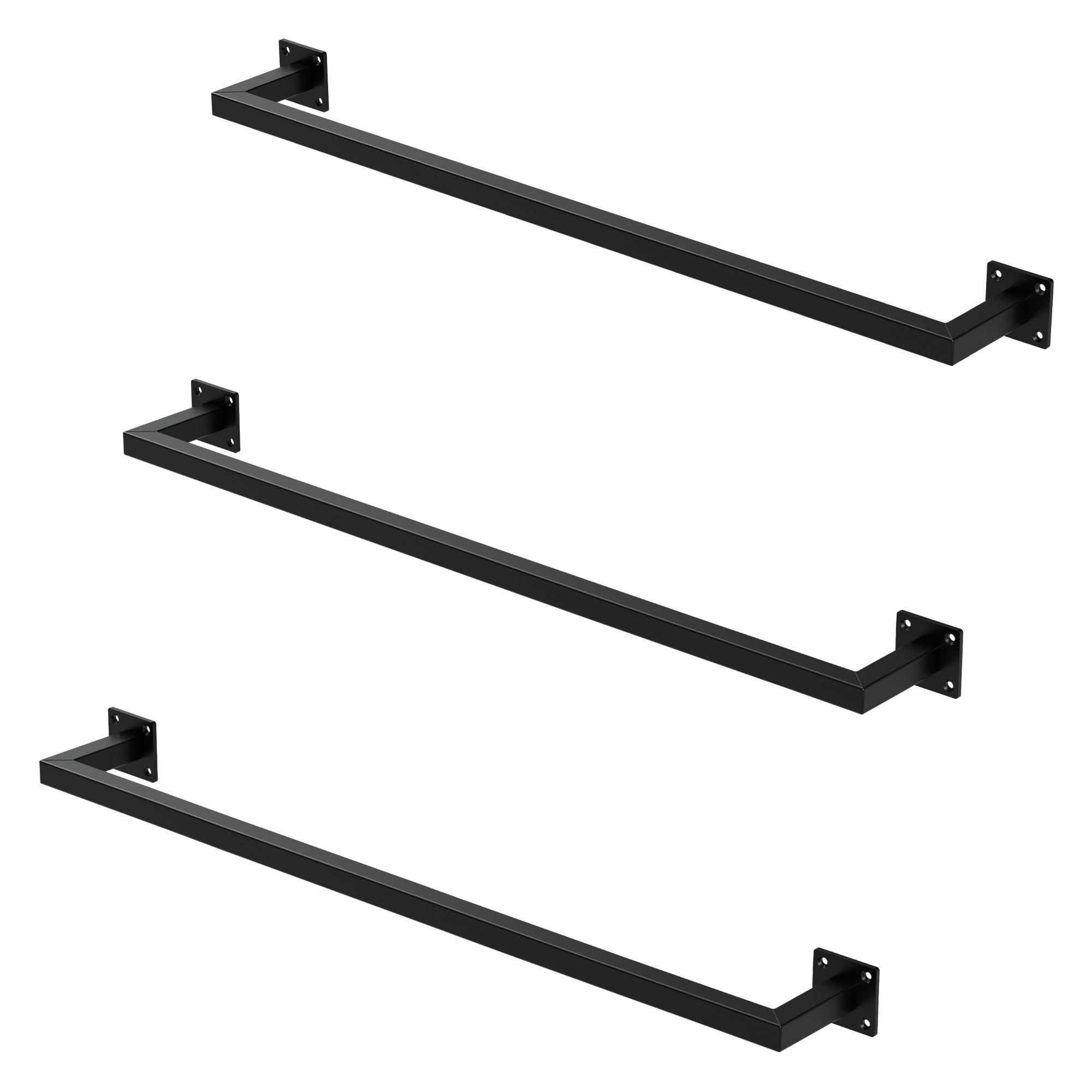ML-DESIGN VĚŠÁK NA ŠATY, sada 3 ks, obdélníkový, v. 12 cm x š. 90 cm, černý, z oceli, ve tvaru písmene U
