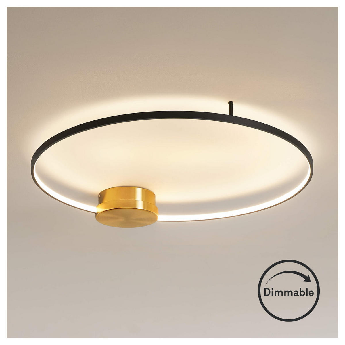 DECKENLEUCHTE Alisa, Messing und Schwarz, 89.5cm - Schwarz, Metall (89.5/80/80cm) - KOSILUM