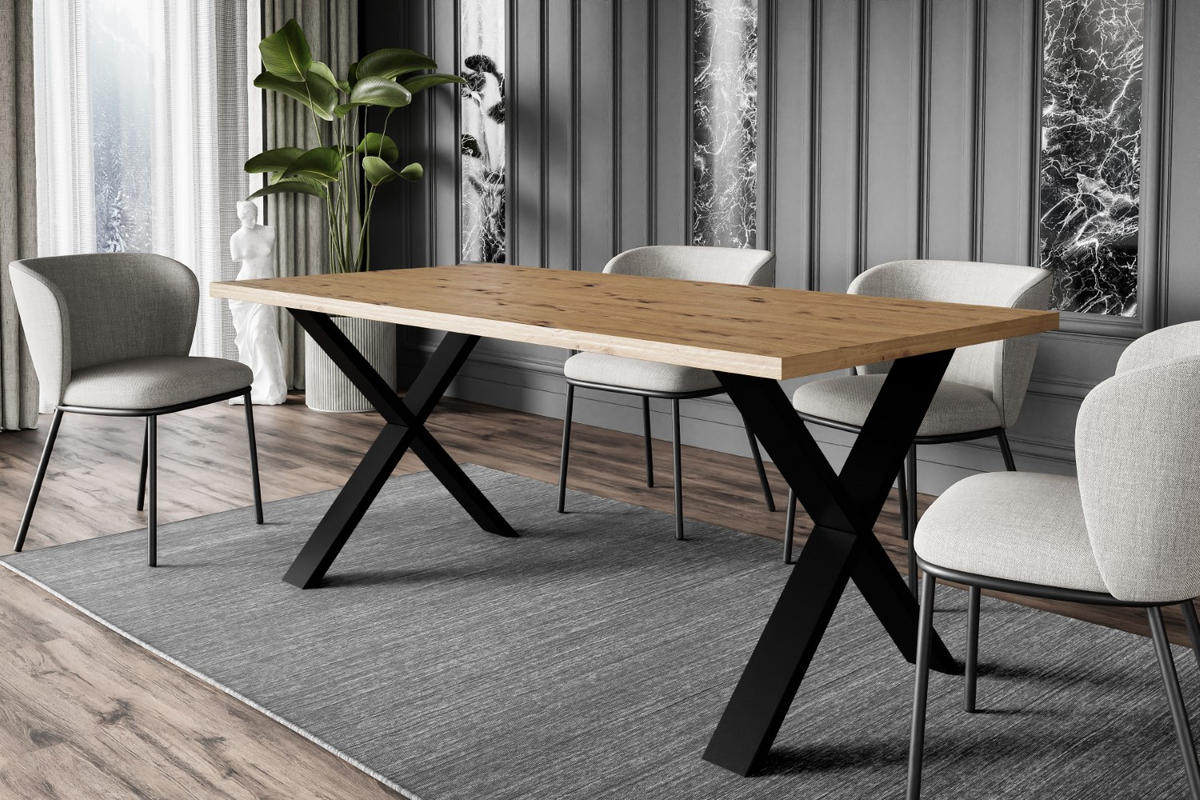 ESSTISCH 160x90x75 cm - Artisan Eiche Optik/Schwarz - KLYN X - Eichefarben, Holzwerkstoff (160/90/75cm) - ALTDECOR