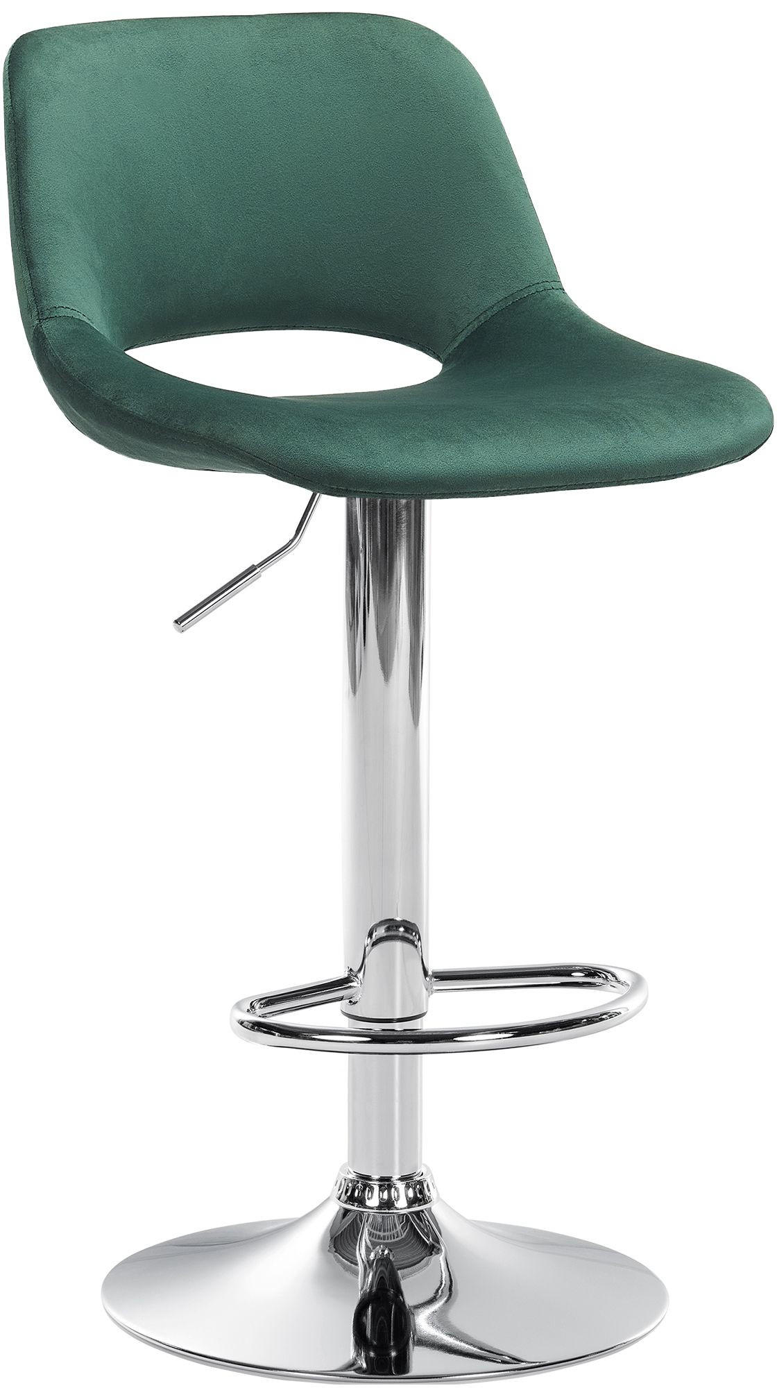 BARHOCKER JAKSON Grün Samt Chrom - Grün, Textil/Metall (42/86/46cm) - DELUKE