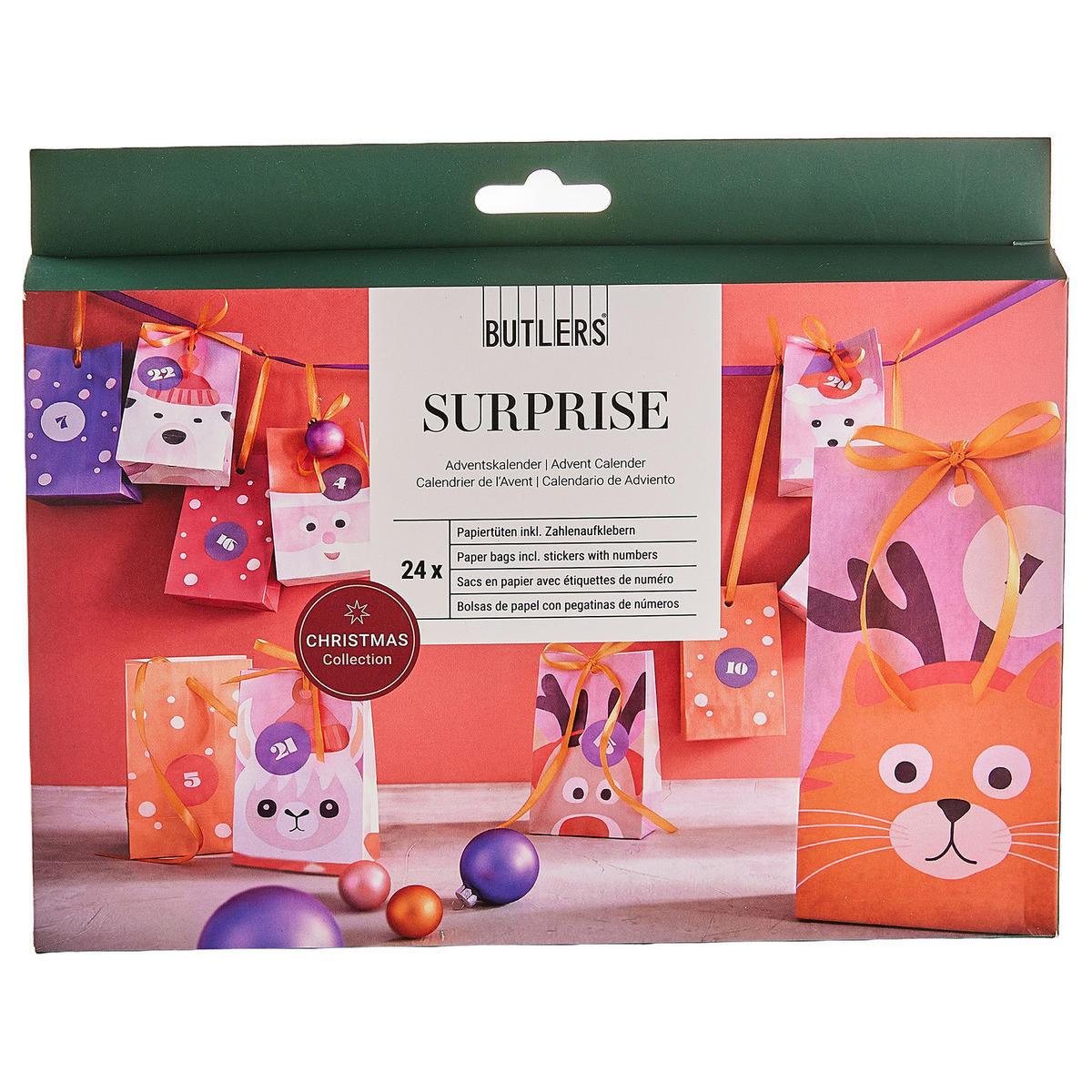 ADVENTSKALENDER-SET Surprise mit Weihnachtstieren - Multicolor, Papier (22/2/17cm) - Butlers