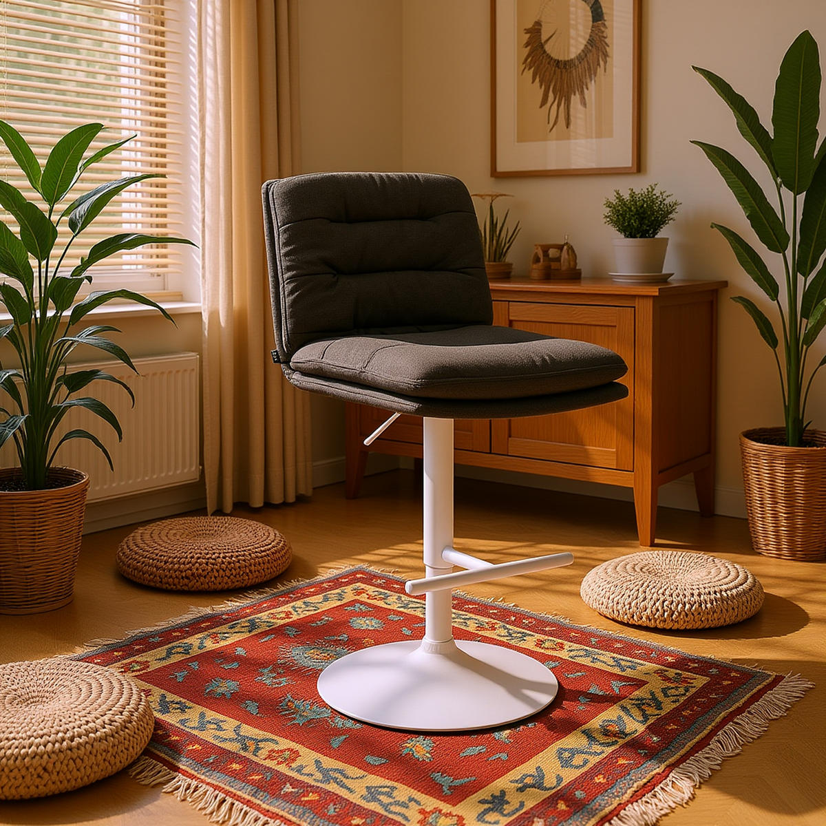 BARHOCKER Diamant Stoff weiß dunkelgrau - Dunkelgrau/Weiß, Textil/Metall (42/116/56cm) - TPFLiving