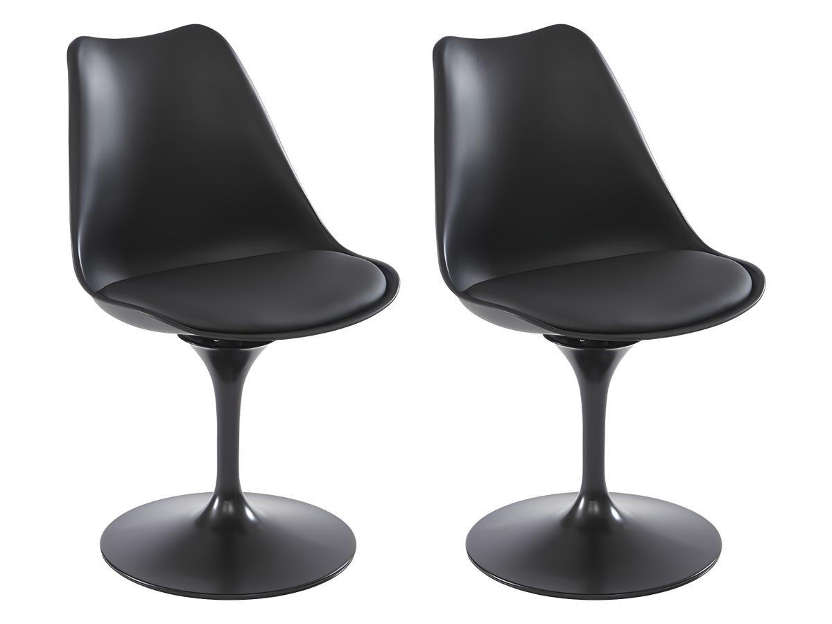 STUHL 2er-Set - Polypropylen, Kunstleder & Metall - Schwarz - XAFY - Schwarz, Kunststoff (56.5/82/49cm) - Vente-Unique