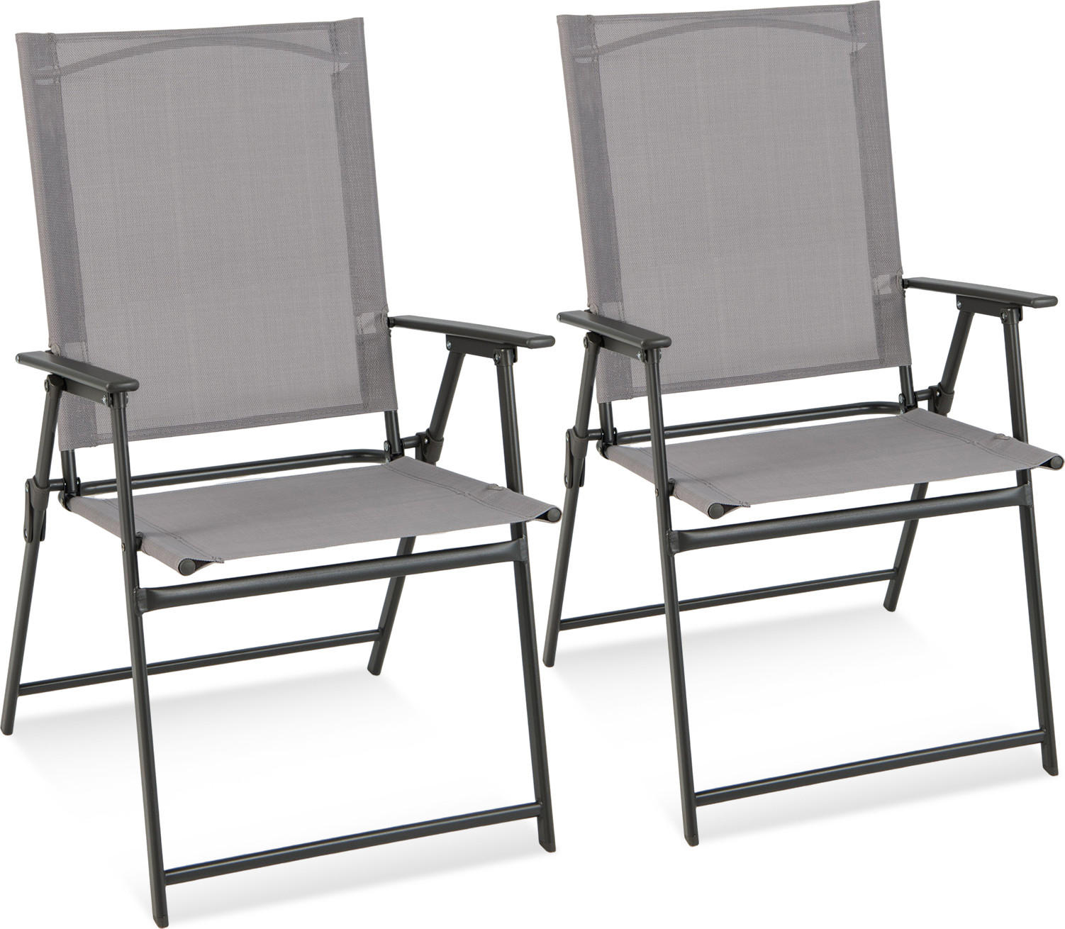 KLAPPSTÜHLE Grau(2er-Set) - Grau, Metall (58/96/58cm) - COSTWAY