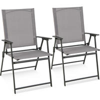 KLAPPSTÜHLE Grau(2er-Set) - Grau, Metall (58/96/58cm) - COSTWAY