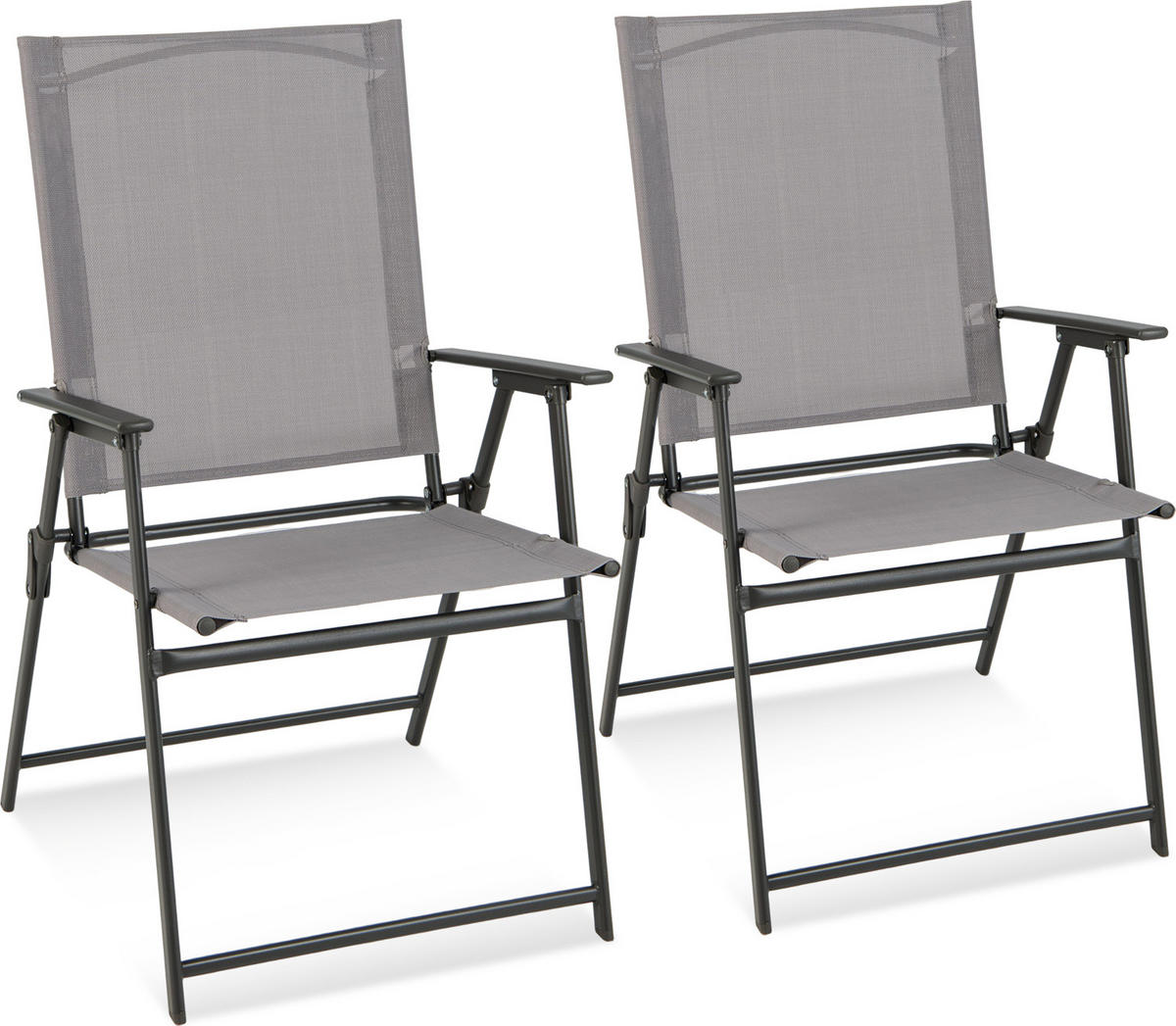 KLAPPSTÜHLE Grau(2er-Set) - Grau, Metall (58/96/58cm) - COSTWAY