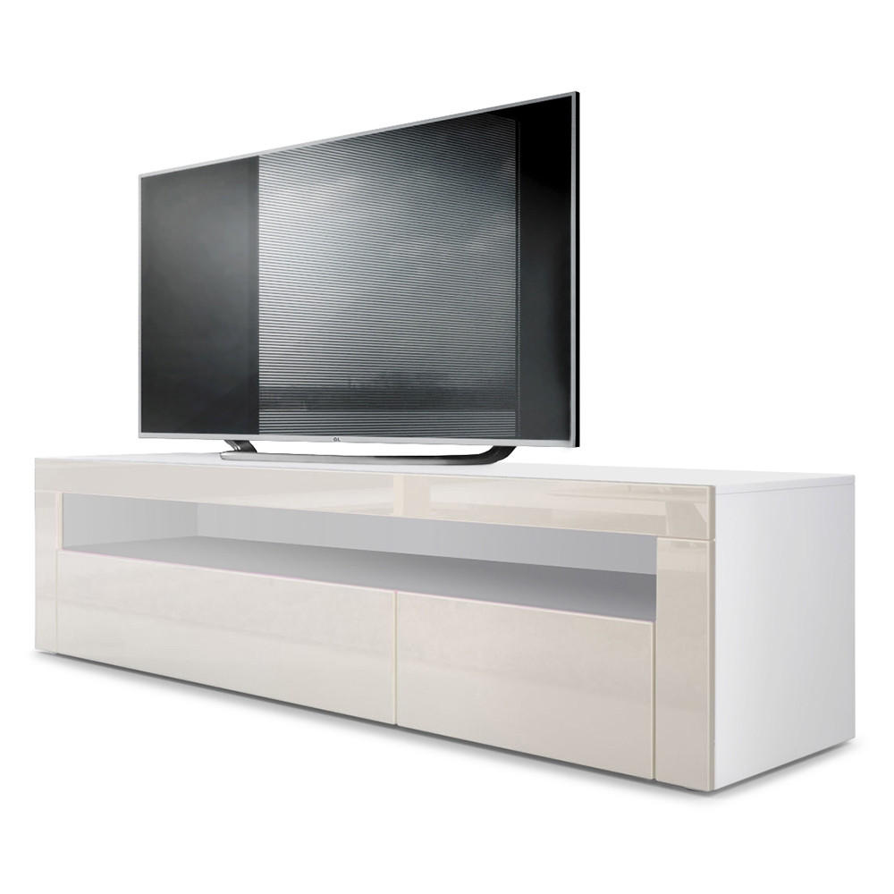 LOWBOARD Valencia Creme Hochglanz / Creme Hochglanz - Creme, Holzwerkstoff (155/46/40cm) - Vladon