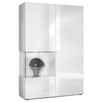 VITRINE Morena Tür und Einsatz in Weiß Hochglanz - Weiß Hochglanz, Holzwerkstoff (91.5/136.5/37cm) - Vladon