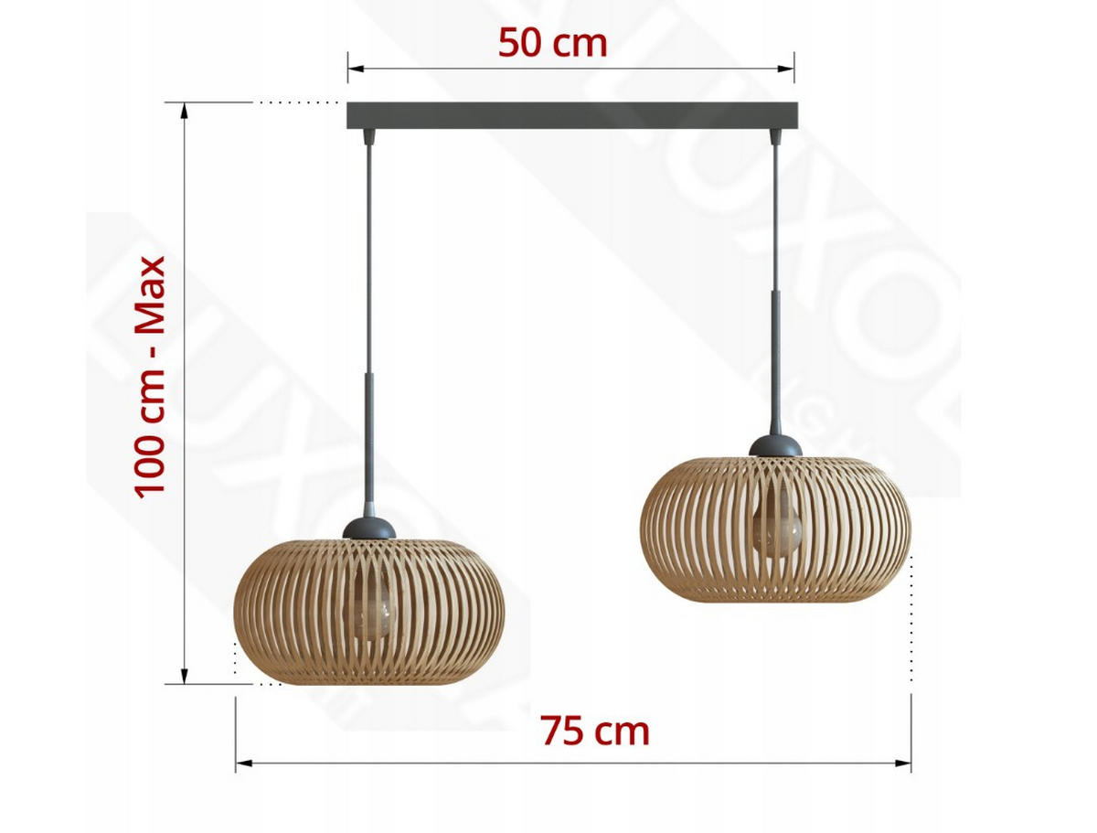 PENDELLEUCHTE BOHO - Beige, Holz/Metall (28/75/100cm) - kiki design