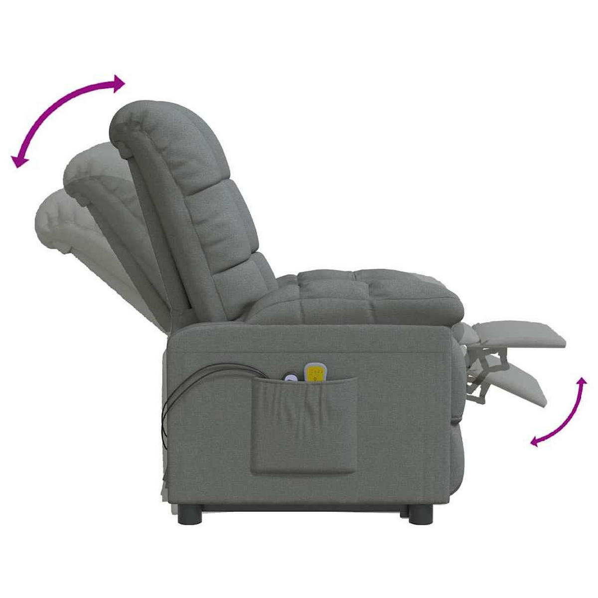 MASSAGESESSEL mit Elektrische Liegefunktion und Vibrationsfunktion, 74/99/102 cm, Stoff, Dunkelgrau - Dunkelgrau, Textil (99/102/74cm) - vidaXL