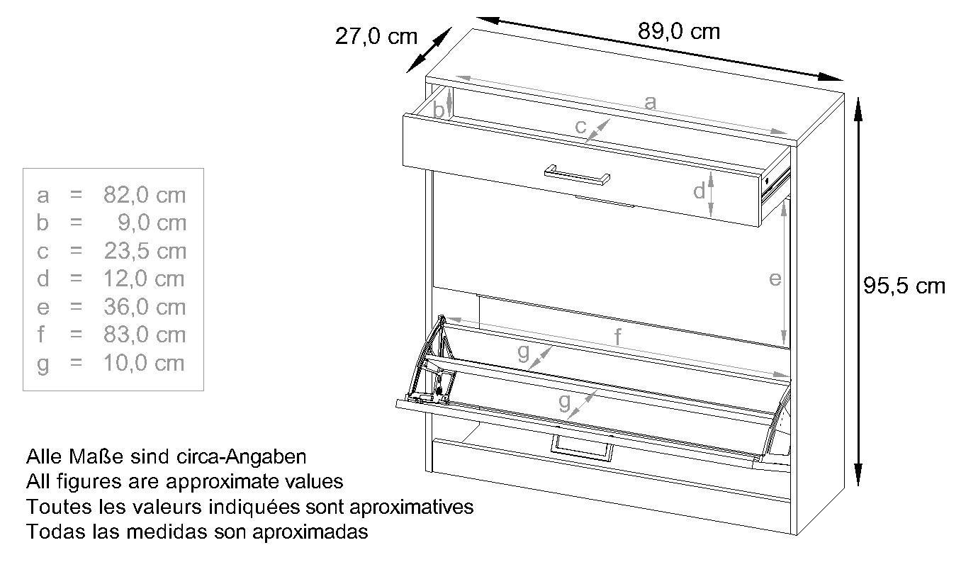 Thumbnail - Vladon Schuhschrank, Schwarz, Holzwerkstoff, 89x95.5x27 cm, Garderobe, Schuhaufbewahrung, Schuhkipper